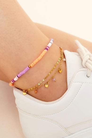 Chaîne de cheville double avec breloques Couleur or Acier inoxydable h5 Image3